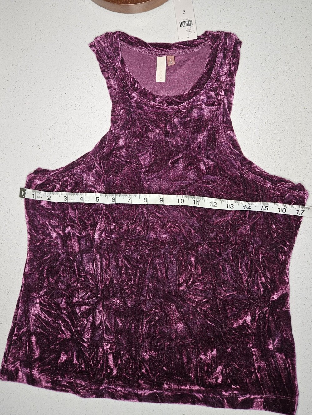 Pilcro Crushed Velvet Tank Top in Plum